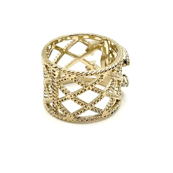 Chanel Gold Tone Faux Pearls and Strass CC Band RIng  EUC - Picture 4 of 12